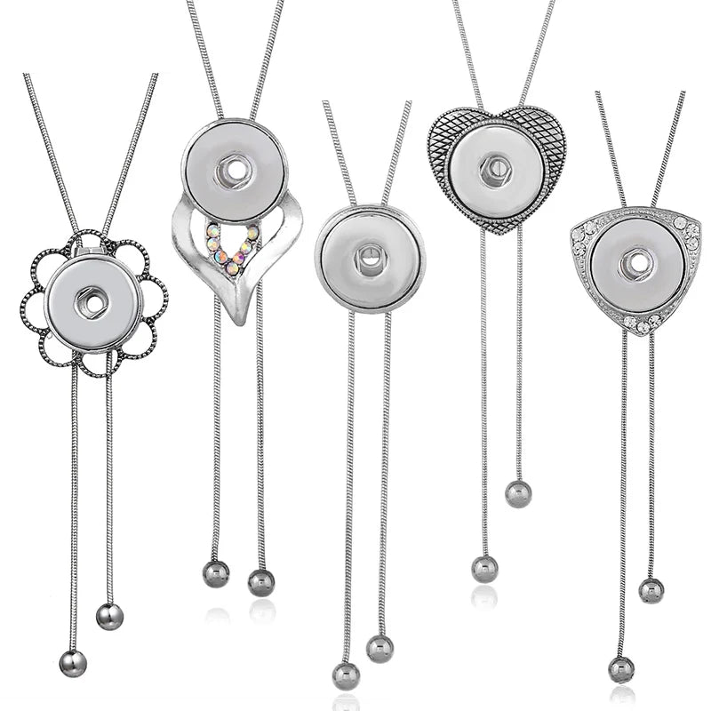 NEW Metal Adjustable Necklace 70CM Charm beauty round button fit DIY 18MM snap buttons jewlery wholesale DJ0075