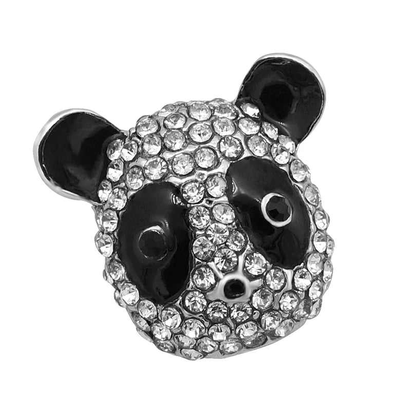 New Beauty Rhinestone Lovely animals Owl dog panda Swan Fish ladybug 18MM snap buttons fit snap bracelet jewelry wholesale