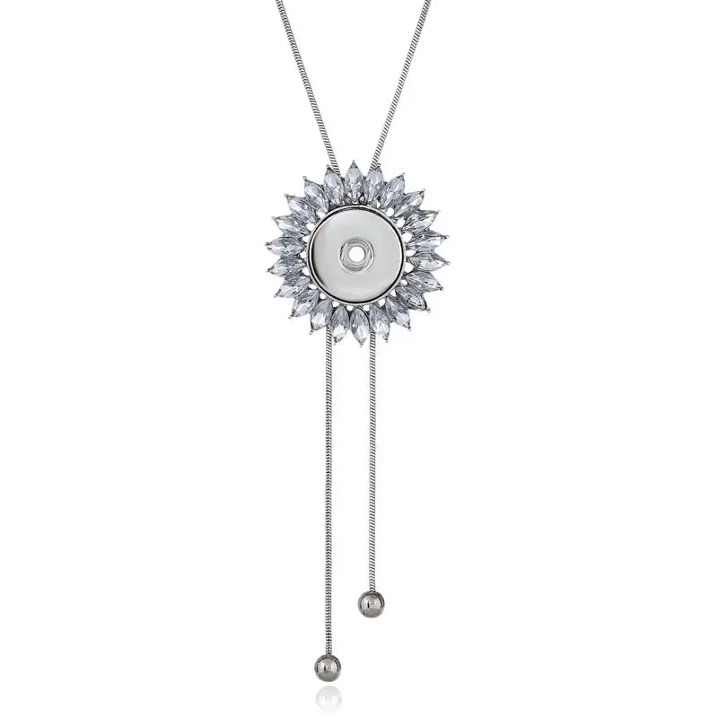 NEW Metal Adjustable Necklace 70CM Charm beauty round button fit DIY 18MM snap buttons jewlery wholesale DJ0075
