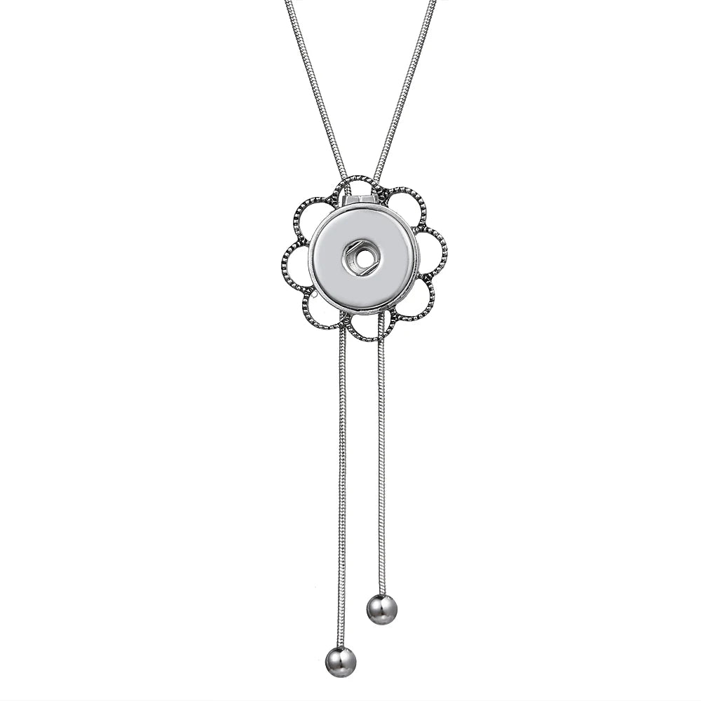 NEW Metal Adjustable Necklace 70CM Charm beauty round button fit DIY 18MM snap buttons jewlery wholesale DJ0075