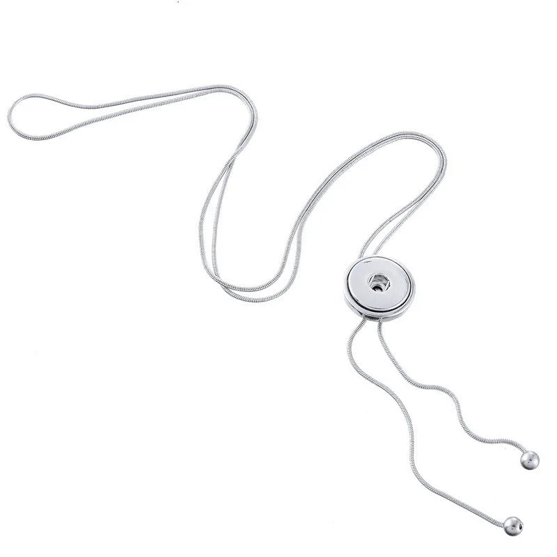NEW Metal Adjustable Necklace 70CM Charm beauty round button fit DIY 18MM snap buttons jewlery wholesale DJ0075