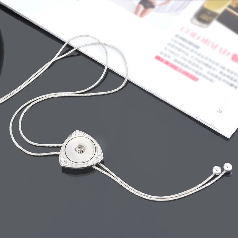 NEW Metal Adjustable Necklace 70CM Charm beauty round button fit DIY 18MM snap buttons jewlery wholesale DJ0075