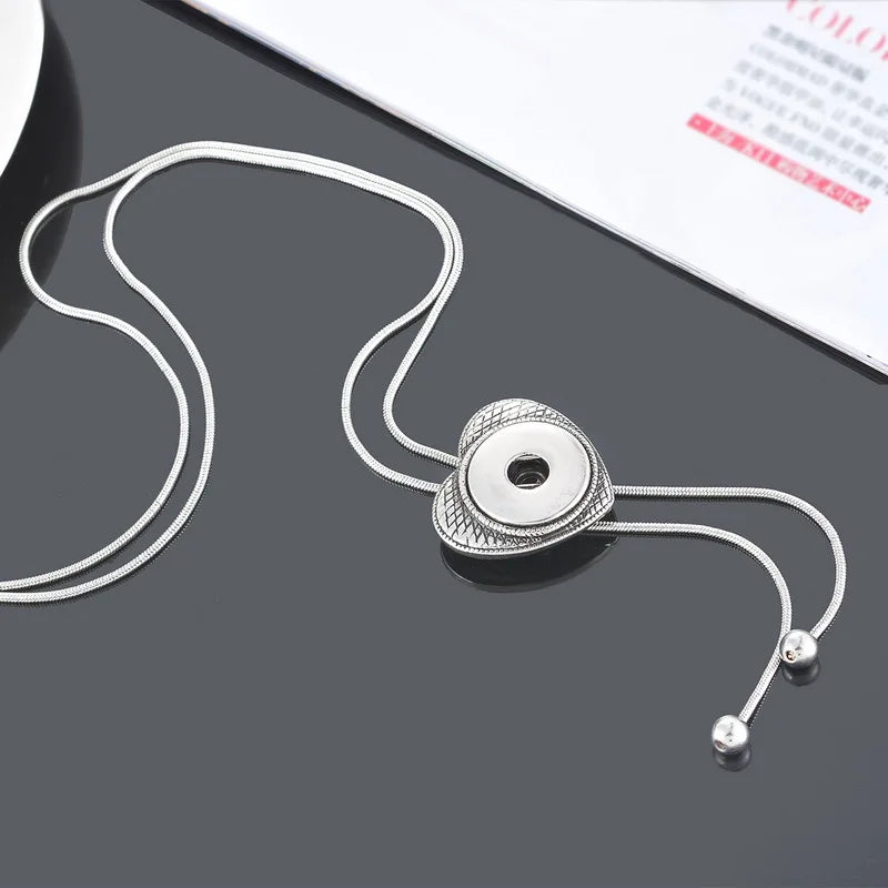 NEW Metal Adjustable Necklace 70CM Charm beauty round button fit DIY 18MM snap buttons jewlery wholesale DJ0075