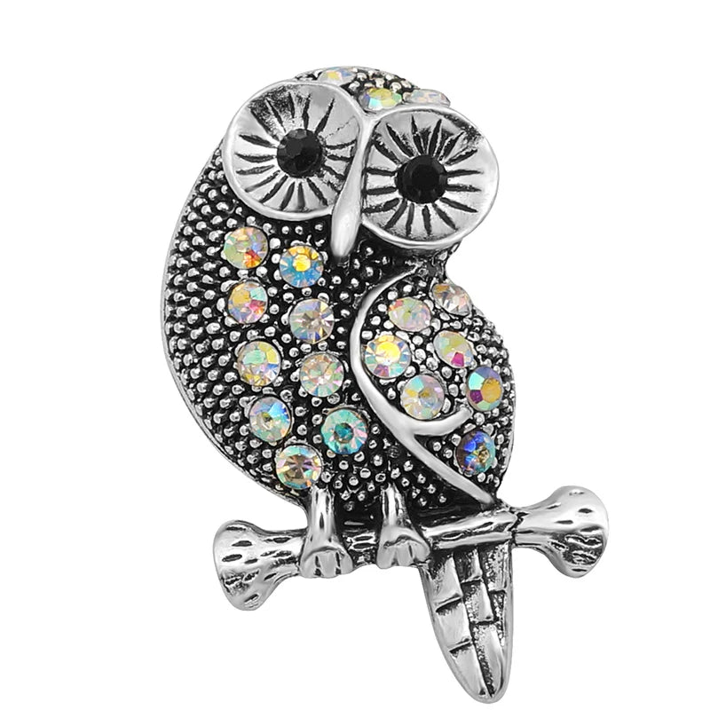 New Beauty Rhinestone Lovely animals Owl dog panda Swan Fish ladybug 18MM snap buttons fit snap bracelet jewelry wholesale