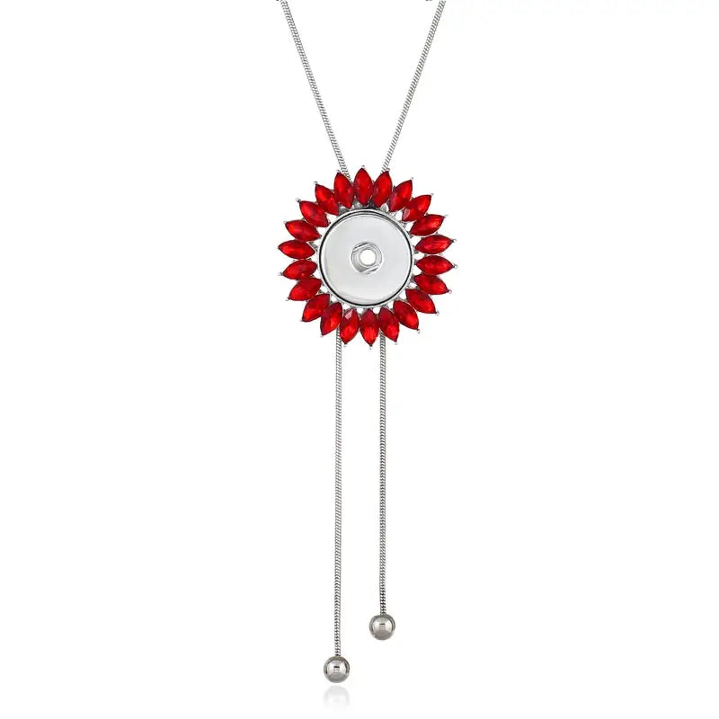 NEW Metal Adjustable Necklace 70CM Charm beauty round button fit DIY 18MM snap buttons jewlery wholesale DJ0075