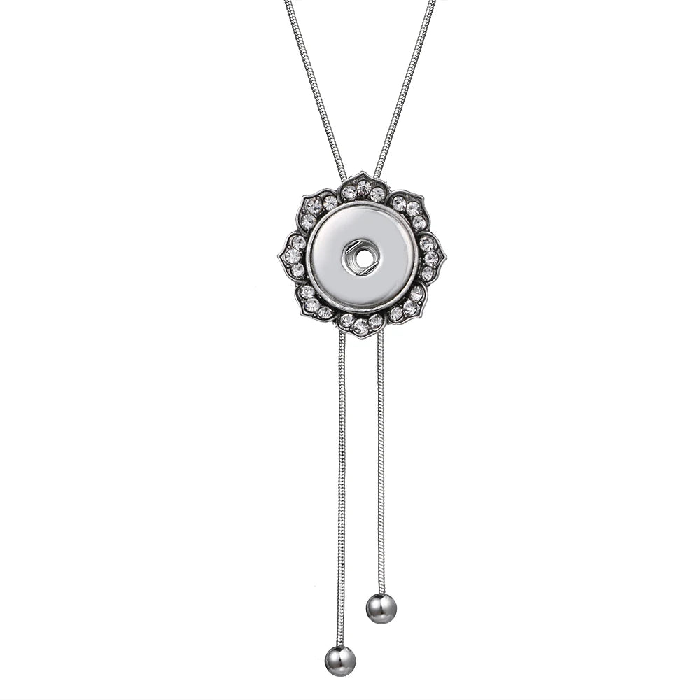 NEW Metal Adjustable Necklace 70CM Charm beauty round button fit DIY 18MM snap buttons jewlery wholesale DJ0075