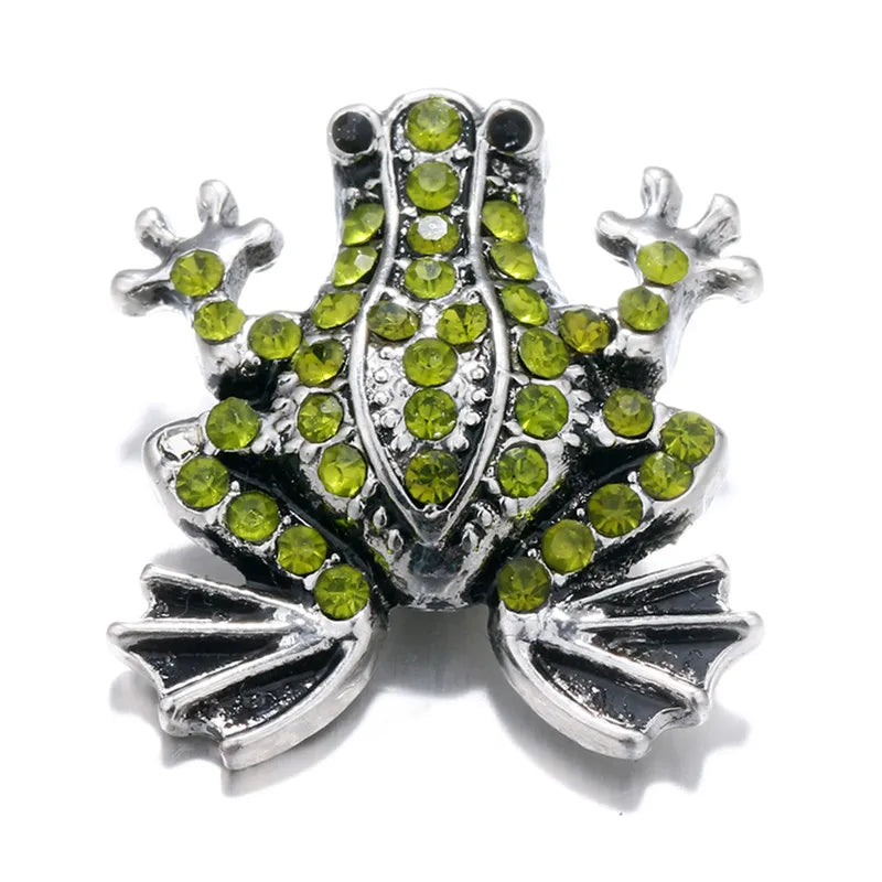 New Beauty Rhinestone Lovely animals Owl dog panda Swan Fish ladybug 18MM snap buttons fit snap bracelet jewelry wholesale