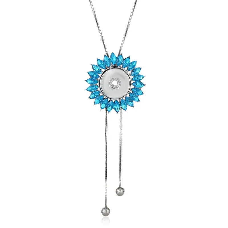 NEW Metal Adjustable Necklace 70CM Charm beauty round button fit DIY 18MM snap buttons jewlery wholesale DJ0075