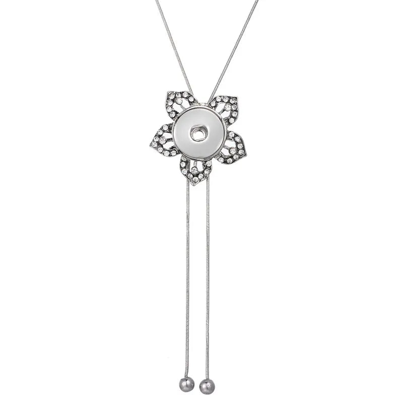 NEW Metal Adjustable Necklace 70CM Charm beauty round button fit DIY 18MM snap buttons jewlery wholesale DJ0075