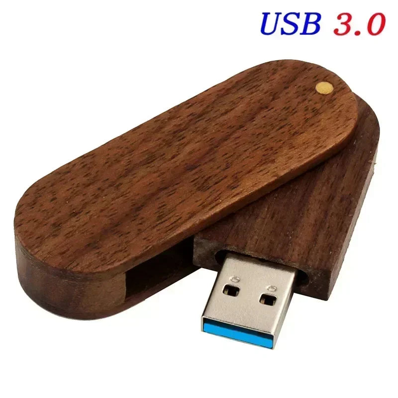 JASTER USB 3.0 Rotatable Wooden Flash Pendrive Memory Stick Pen Drive 4GB 8GB 16GB 32GB 64GB 128GB Creativo Free Custom Logo