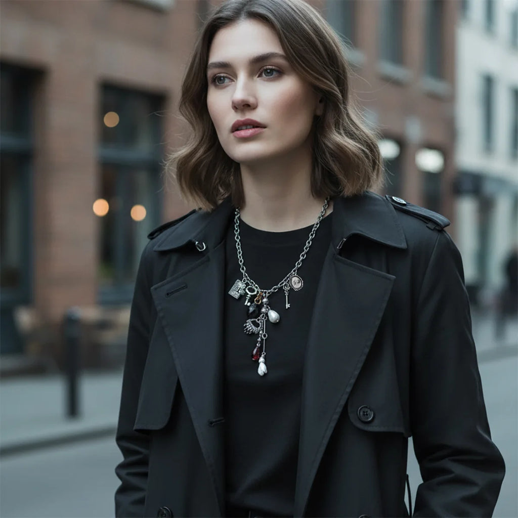 Exaggerated Book Love Key Beauty Head Imitation Pearl Pendant Sweater Chain Women Bohemian Style Necklace