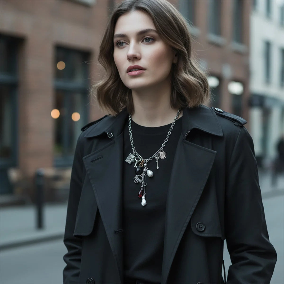 Exaggerated Book Love Key Beauty Head Imitation Pearl Pendant Sweater Chain Women Bohemian Style Necklace