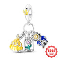 Beauty and the Beast and Rose Theme Three-Piece Set Pendant Charm Beads Fits 3mm Bracelets Necklace For Women Luxury DIY Jewelry
