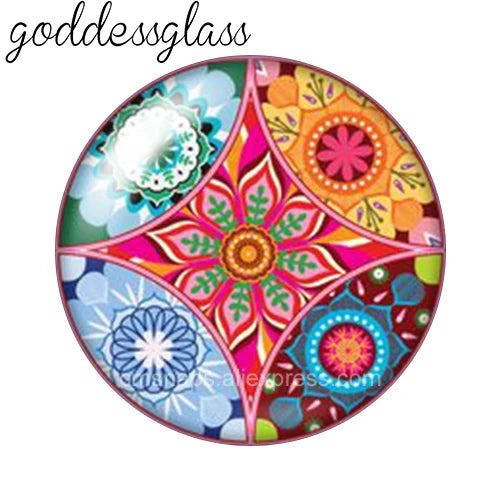 Beauty Fashion Patterns Flowers Bohemian 10pcs 12mm/18mm/20mm/25mm Round Photo glass cabochon demo flat back Making findings