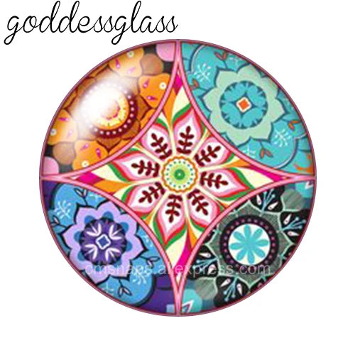Beauty Fashion Patterns Flowers Bohemian 10pcs 12mm/18mm/20mm/25mm Round Photo glass cabochon demo flat back Making findings