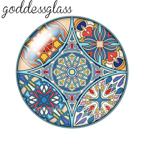 Beauty Fashion Patterns Flowers Bohemian 10pcs 12mm/18mm/20mm/25mm Round Photo glass cabochon demo flat back Making findings