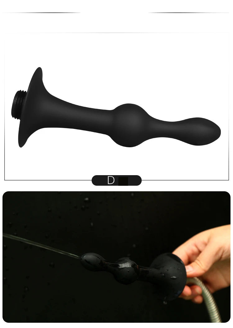 Enema Douche Cleaner BDSM Shower Head for Male Female Fetish Deep Anal Gay Soft Silicone Enemator Connectable Butt Plug