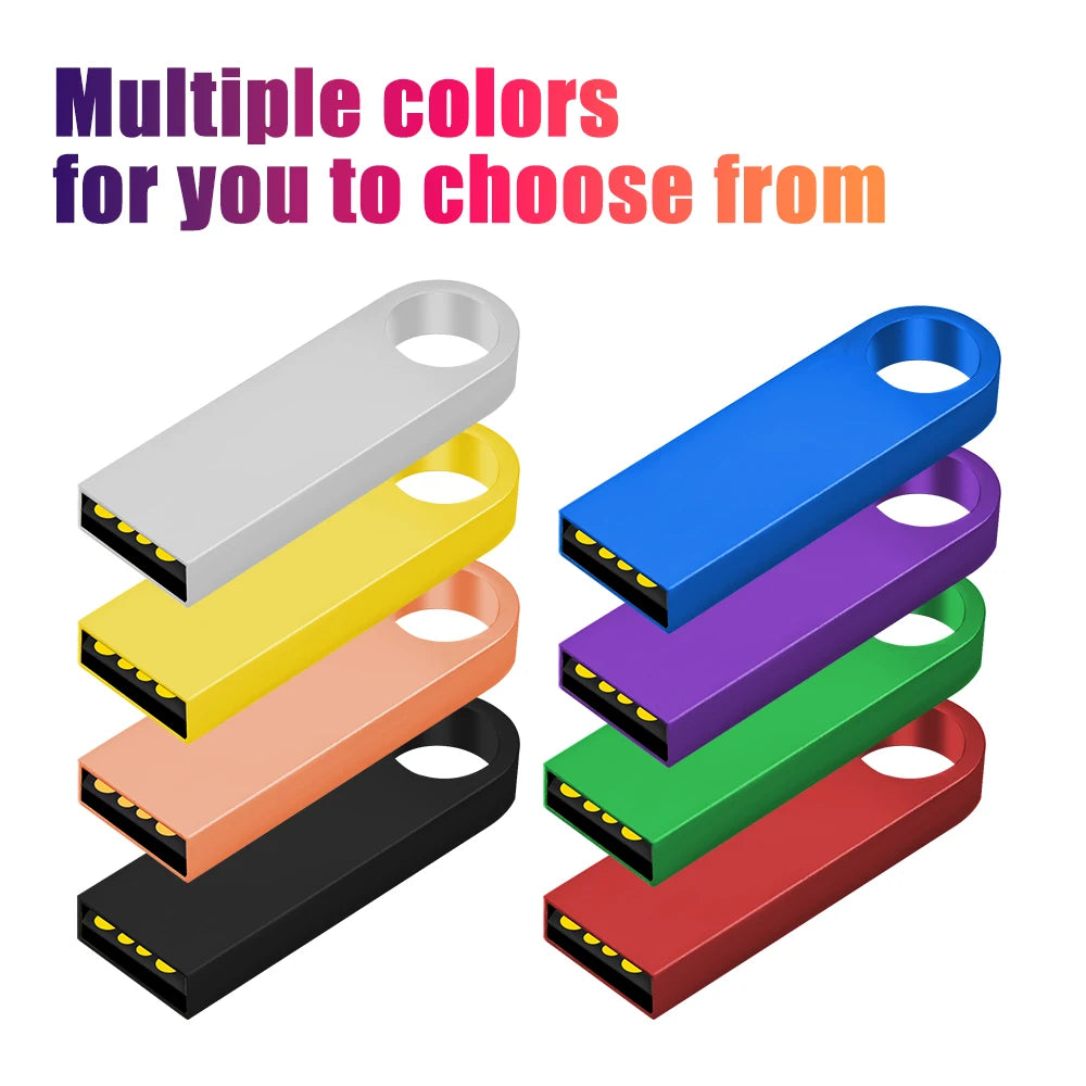 100PCS/lot Metal Pen Drive 64GB 32GB 16GB USB Flash Drive 8GB 4GB U Disk 2GB 1GB 128M 256M 512M Key Usb Stick Free Custom Logo u