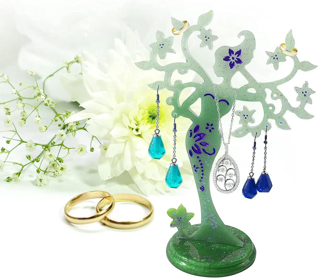 DIY Crystal Epoxy Resin Mold Beauty Jewelry Stand Mold Jewelry Display Stand Mirror Swing Table Silicone Mold