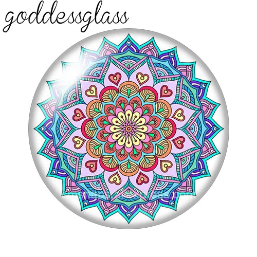 Beauty Fashion Patterns Flowers Bohemian 10pcs 12mm/18mm/20mm/25mm Round Photo glass cabochon demo flat back Making findings