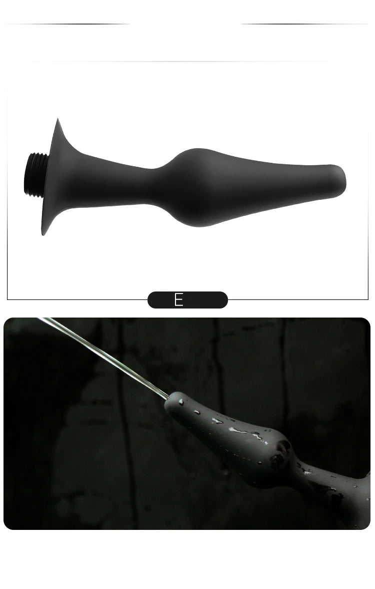 Enema Douche Cleaner BDSM Shower Head for Male Female Fetish Deep Anal Gay Soft Silicone Enemator Connectable Butt Plug