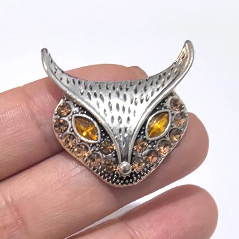 New Beauty Rhinestone Lovely animals Owl dog panda Swan Fish ladybug 18MM snap buttons fit snap bracelet jewelry wholesale