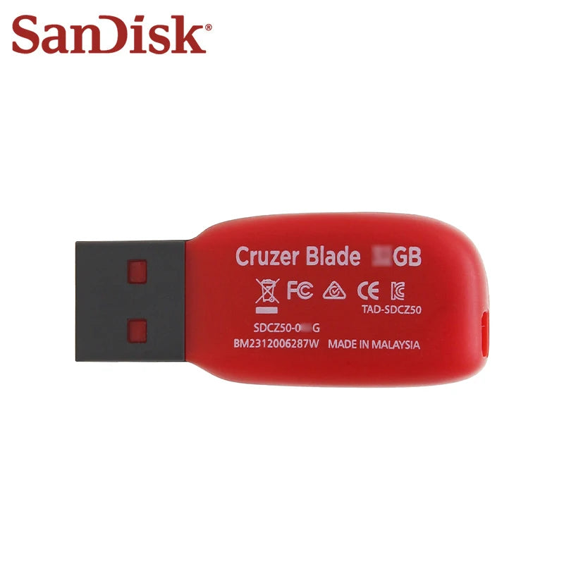 SanDisk Cruzer Blade USB 2.0 Flash Drive CZ50 16GB 32GB 64GB 128GB Original Pendrive Memory Stick for Computer