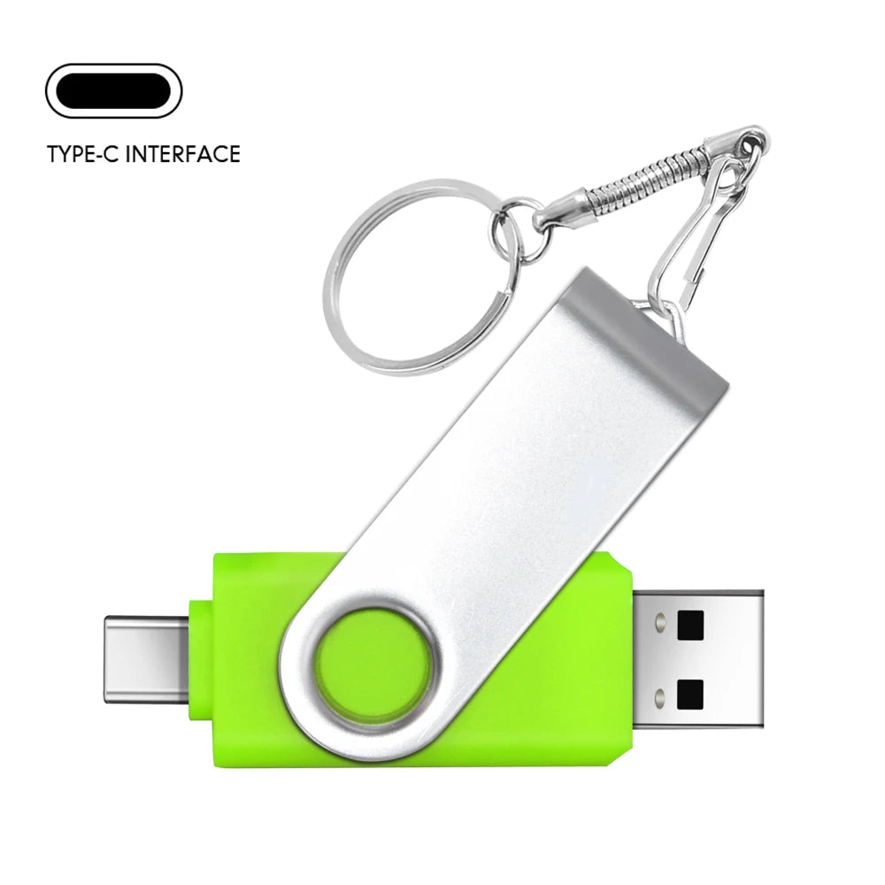 TYPE-C USB Stick Purple USB 2.0 Flash Drives 64GB OTG Key Chain Pen Drive High Speed Pendrive for Mobile Phone 32GB 16GB