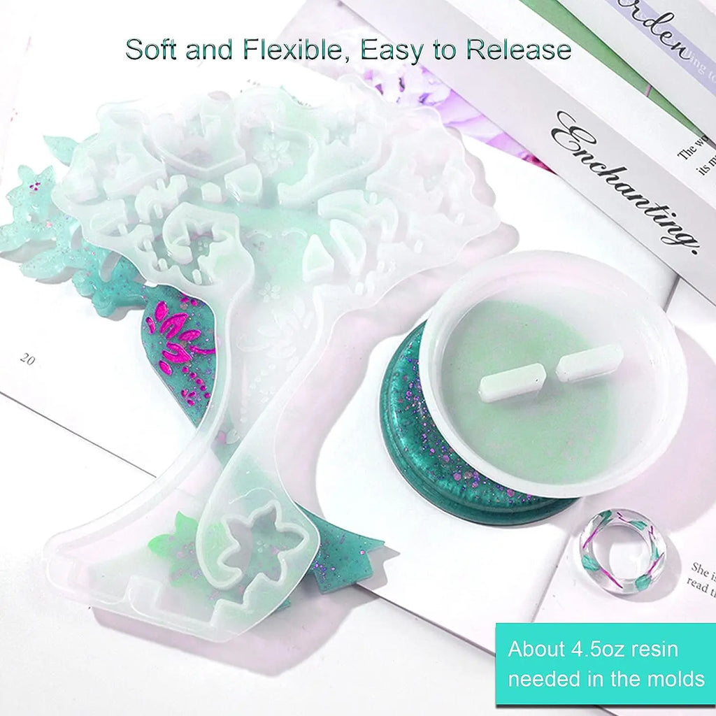 DIY Crystal Epoxy Resin Mold Beauty Jewelry Stand Mold Jewelry Display Stand Mirror Swing Table Silicone Mold