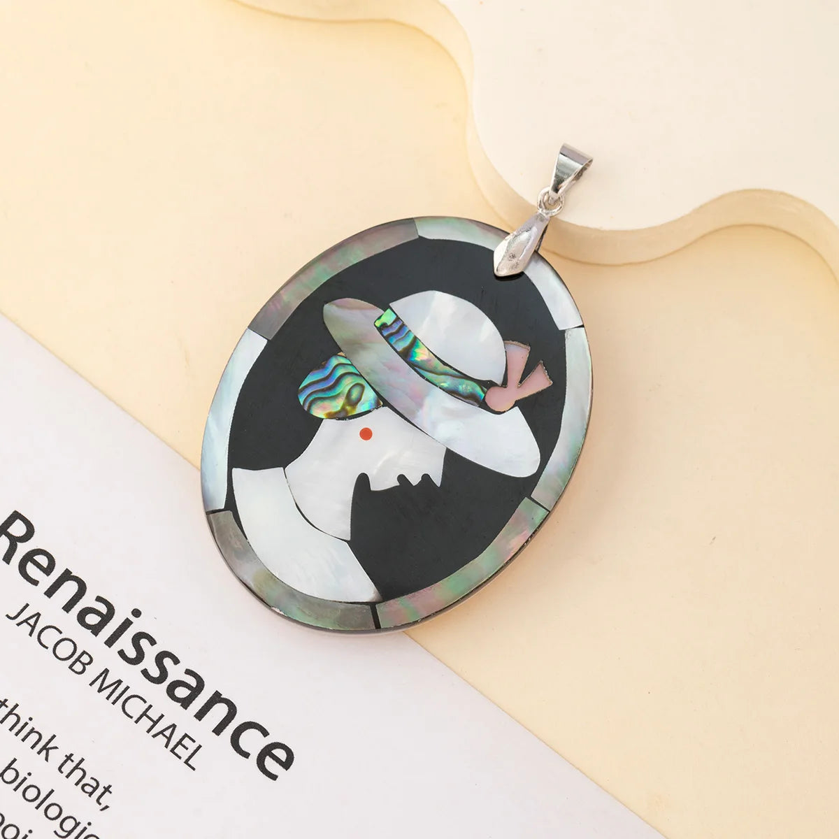 1pc Natural Shell Oval Cartoon Beauty Woman Pendant Charms for DIY Women Men Necklace Jewelry Making Accessories Daily Gifts