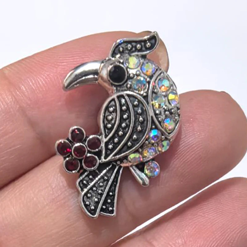 New Beauty Rhinestone Lovely animals Owl dog panda Swan Fish ladybug 18MM snap buttons fit snap bracelet jewelry wholesale