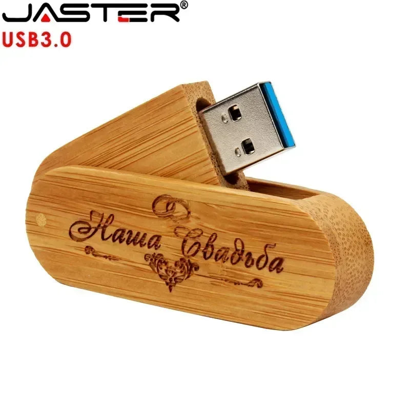 JASTER USB 3.0 Rotatable Wooden Flash Pendrive Memory Stick Pen Drive 4GB 8GB 16GB 32GB 64GB 128GB Creativo Free Custom Logo