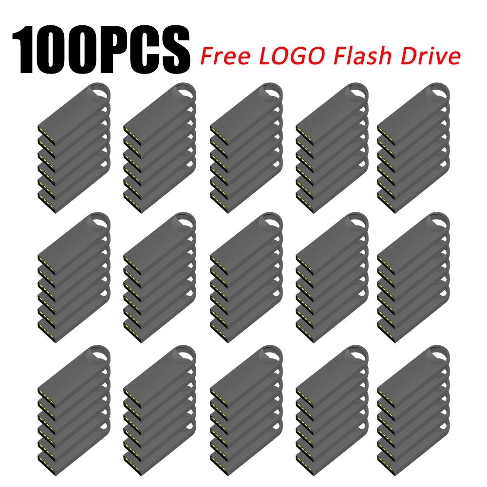 100PCS/lot Metal Pen Drive 64GB 32GB 16GB USB Flash Drive 8GB 4GB U Disk 2GB 1GB 128M 256M 512M Key Usb Stick Free Custom Logo u