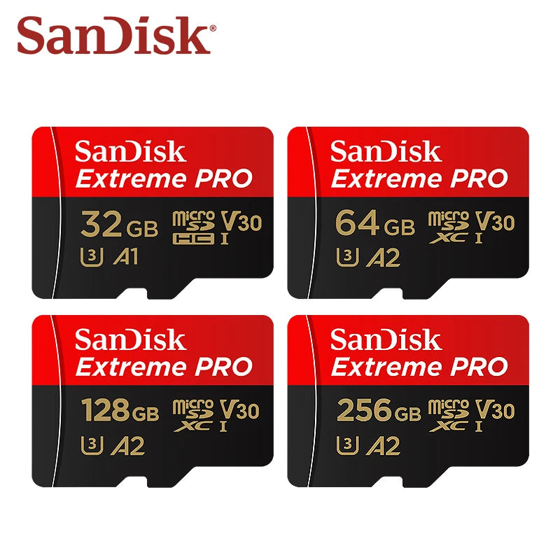 High Speed SanDisk Microsd Memory Card U3 C10 A2 V30 4K Extreme Pro Micro SD Card Up to 200Mb/s Flash TF Card for Phone Camera