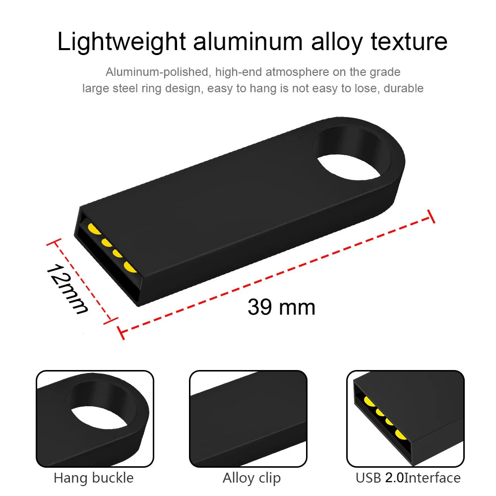 100PCS/lot Metal Pen Drive 64GB 32GB 16GB USB Flash Drive 8GB 4GB U Disk 2GB 1GB 128M 256M 512M Key Usb Stick Free Custom Logo u