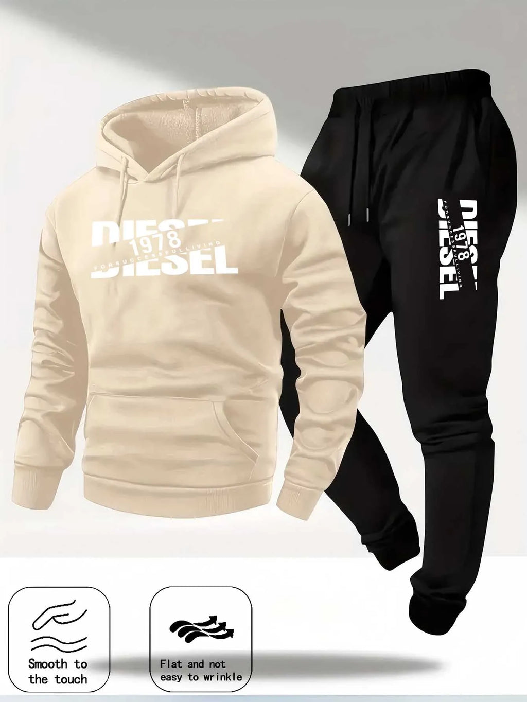 Men's new printed sports outfit - eco-friendly material hooded sports shirt and sports pants - two-piece casual jogging sports