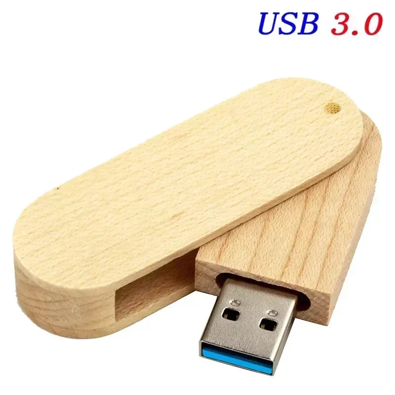 JASTER USB 3.0 Rotatable Wooden Flash Pendrive Memory Stick Pen Drive 4GB 8GB 16GB 32GB 64GB 128GB Creativo Free Custom Logo