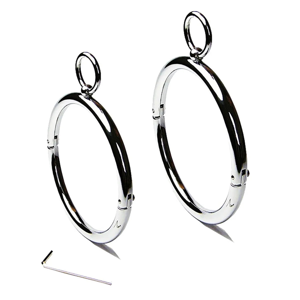 New Metal Male Female Lockable Slave Neck collar Hex wrench Restraint Bondage Locking Choker O-Rings Chain Leader SM Couple Game