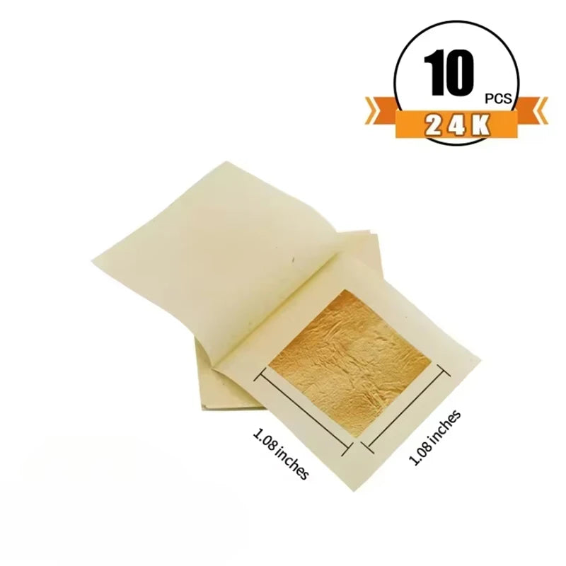 10Pcs 24 k Genuine Gold Foil Paper In All Sizes Content Real Gold Foil Leaf For Craft Decoration Skin Beauty