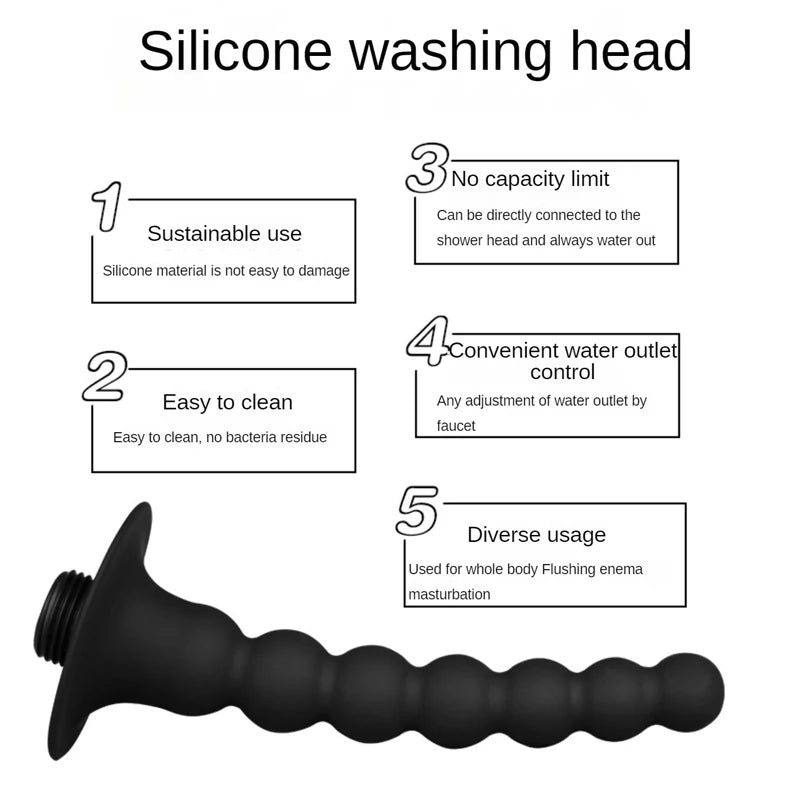 Enema Douche Cleaner BDSM Shower Head for Male Female Fetish Deep Anal Gay Soft Silicone Enemator Connectable Butt Plug