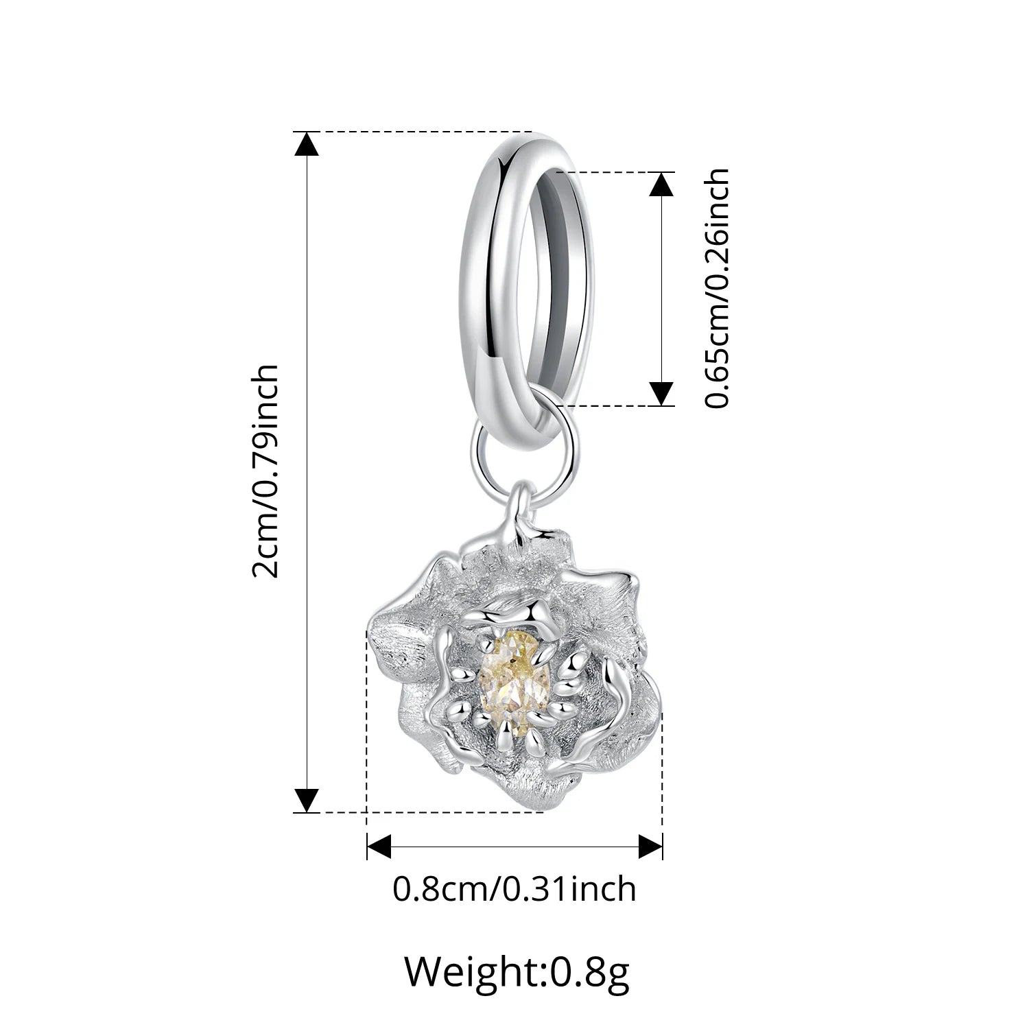 WOSTU 925 Sterling Silver Peony Pendant Frangipani Orchid Snail Charm Beauty Flower for Women Bracelet DIY Fine Jewelry Gift