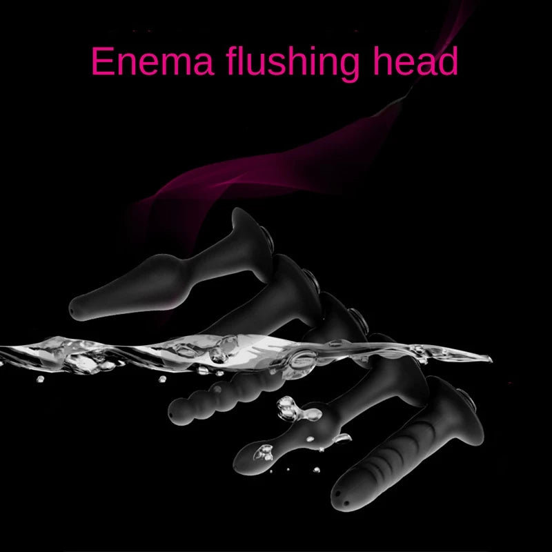 Enema Douche Cleaner BDSM Shower Head for Male Female Fetish Deep Anal Gay Soft Silicone Enemator Connectable Butt Plug