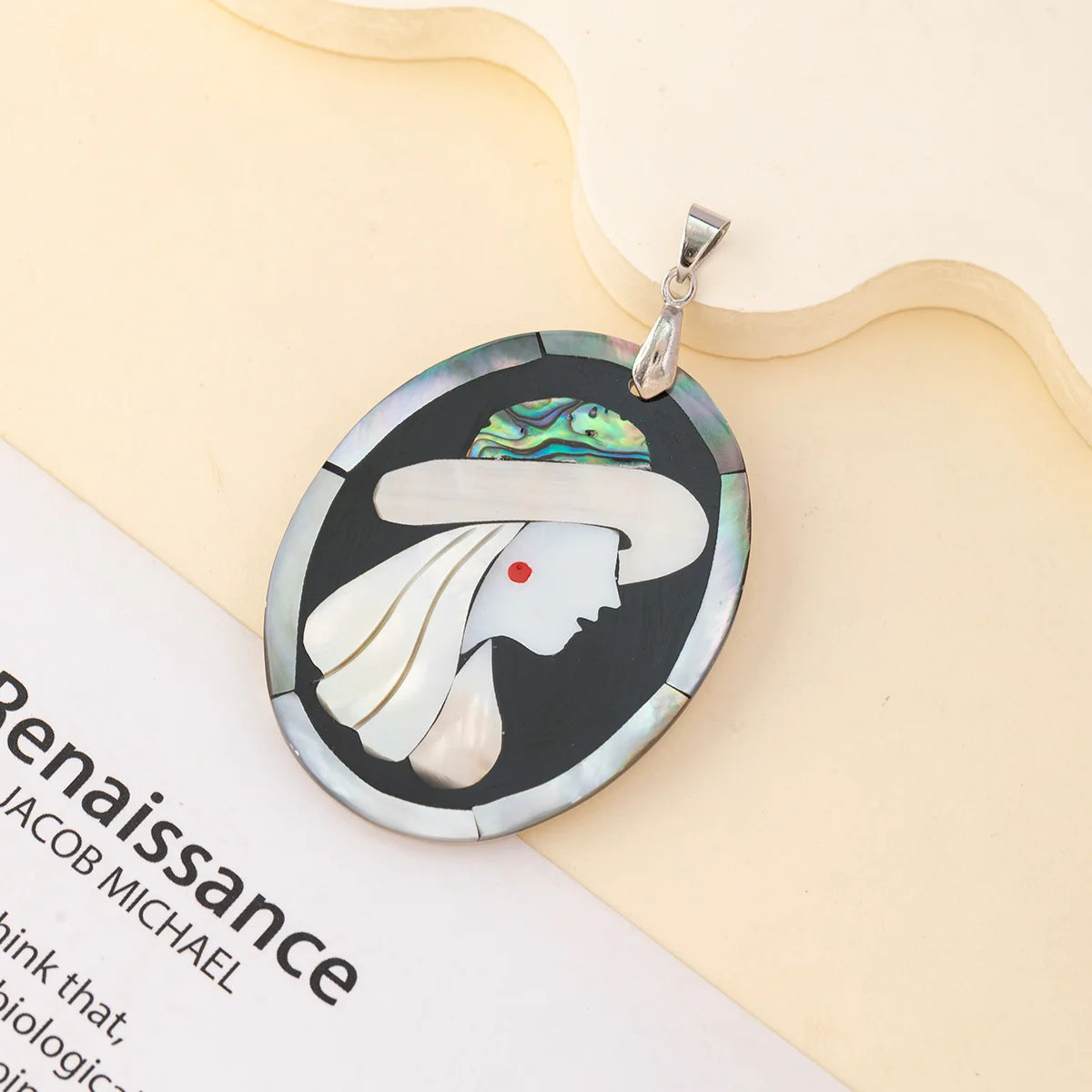 1pc Natural Shell Oval Cartoon Beauty Woman Pendant Charms for DIY Women Men Necklace Jewelry Making Accessories Daily Gifts