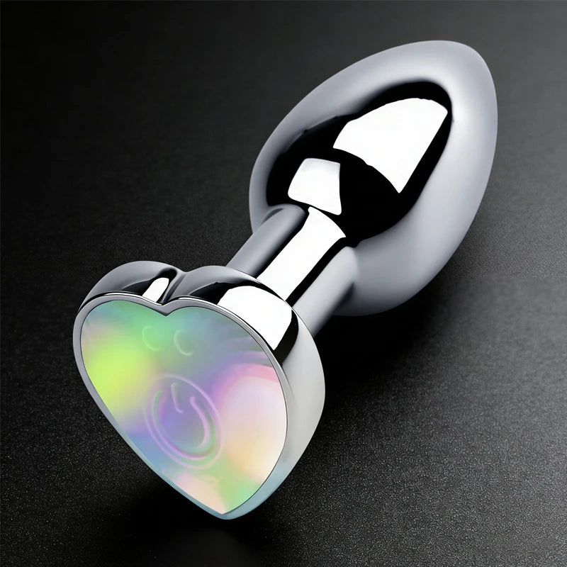 Remote Vibrating Heart-Shaped App Control Man and Woman Metal Anal Plug Adult Luminous Electric Anal Dildo Couple Intimate Toys