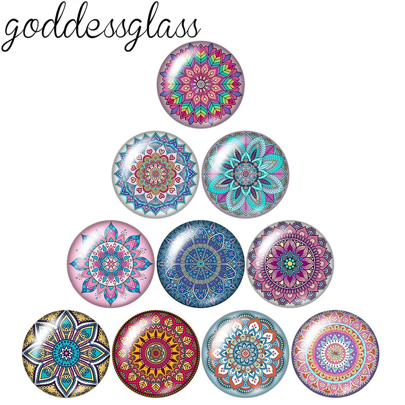 Beauty Fashion Patterns Flowers Bohemian 10pcs 12mm/18mm/20mm/25mm Round Photo glass cabochon demo flat back Making findings