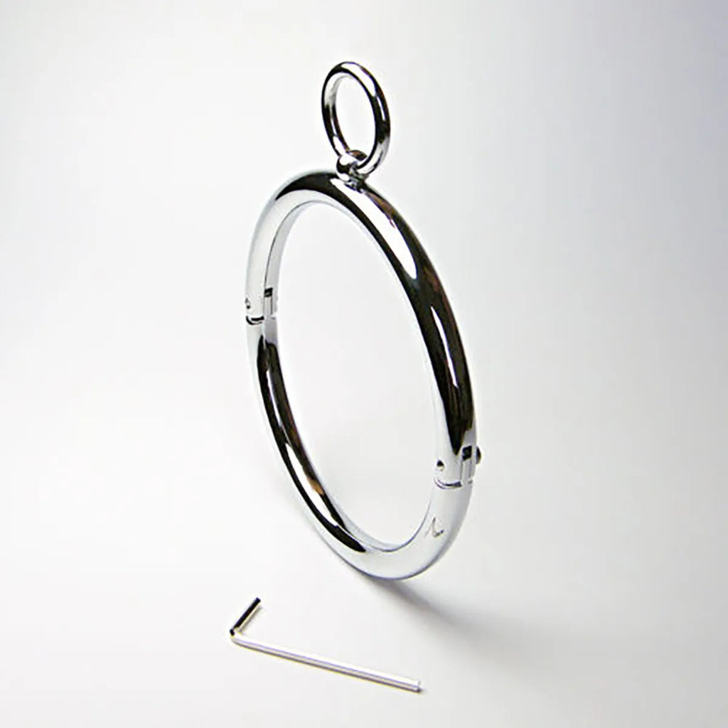 New Metal Male Female Lockable Slave Neck collar Hex wrench Restraint Bondage Locking Choker O-Rings Chain Leader SM Couple Game