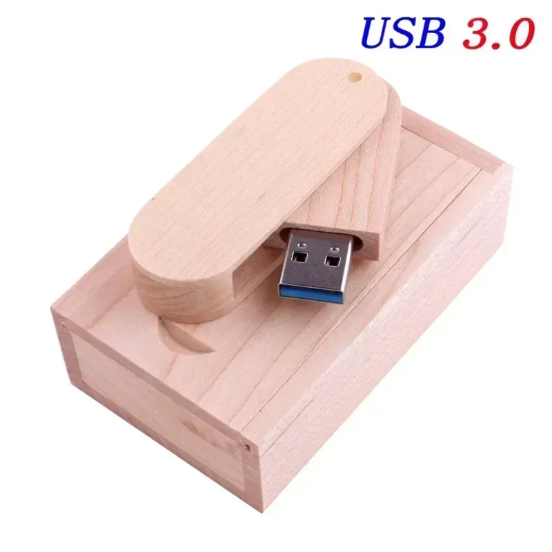 JASTER USB 3.0 Rotatable Wooden Flash Pendrive Memory Stick Pen Drive 4GB 8GB 16GB 32GB 64GB 128GB Creativo Free Custom Logo