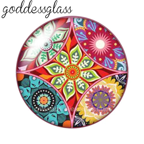 Beauty Fashion Patterns Flowers Bohemian 10pcs 12mm/18mm/20mm/25mm Round Photo glass cabochon demo flat back Making findings