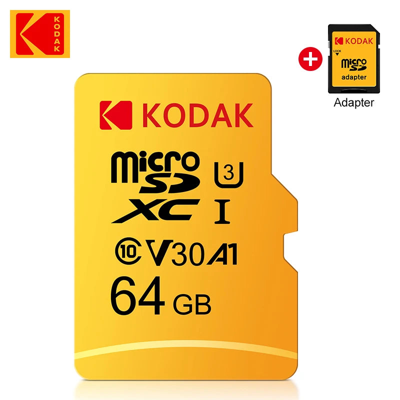 Original KODAK Memory Card 64GB 128GB 256GB U3 4K Micro SD Card 32GB SDHC UHS-I C10 A1 V30 TF Trans Flash Microsd