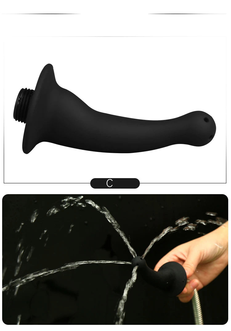 Enema Douche Cleaner BDSM Shower Head for Male Female Fetish Deep Anal Gay Soft Silicone Enemator Connectable Butt Plug
